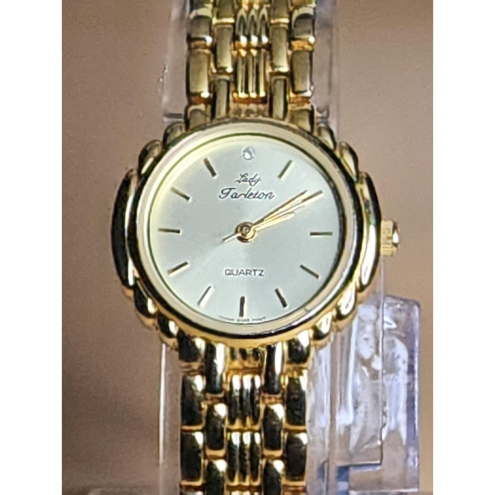 Vtg 55 Yr Old Designer LADY FARLETON Diamond Gold Plate Bracelet Watch FREE SHIP